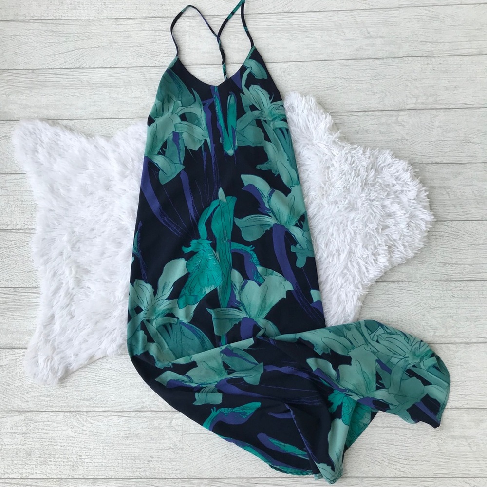 LOFT Green and Blue Floral Maxi Dress sz Small